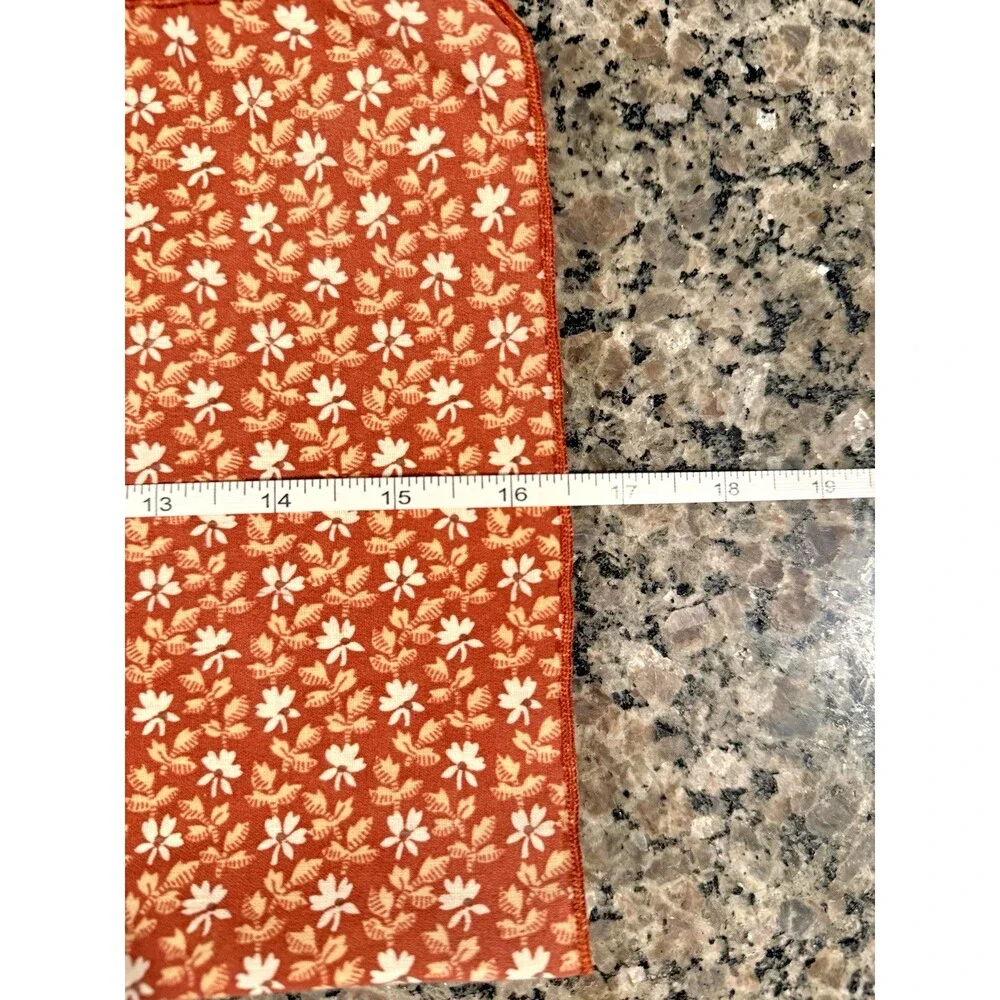 Vintage Cotton Napkins Set of 4 Orange White Floral Print Retro Table Linens